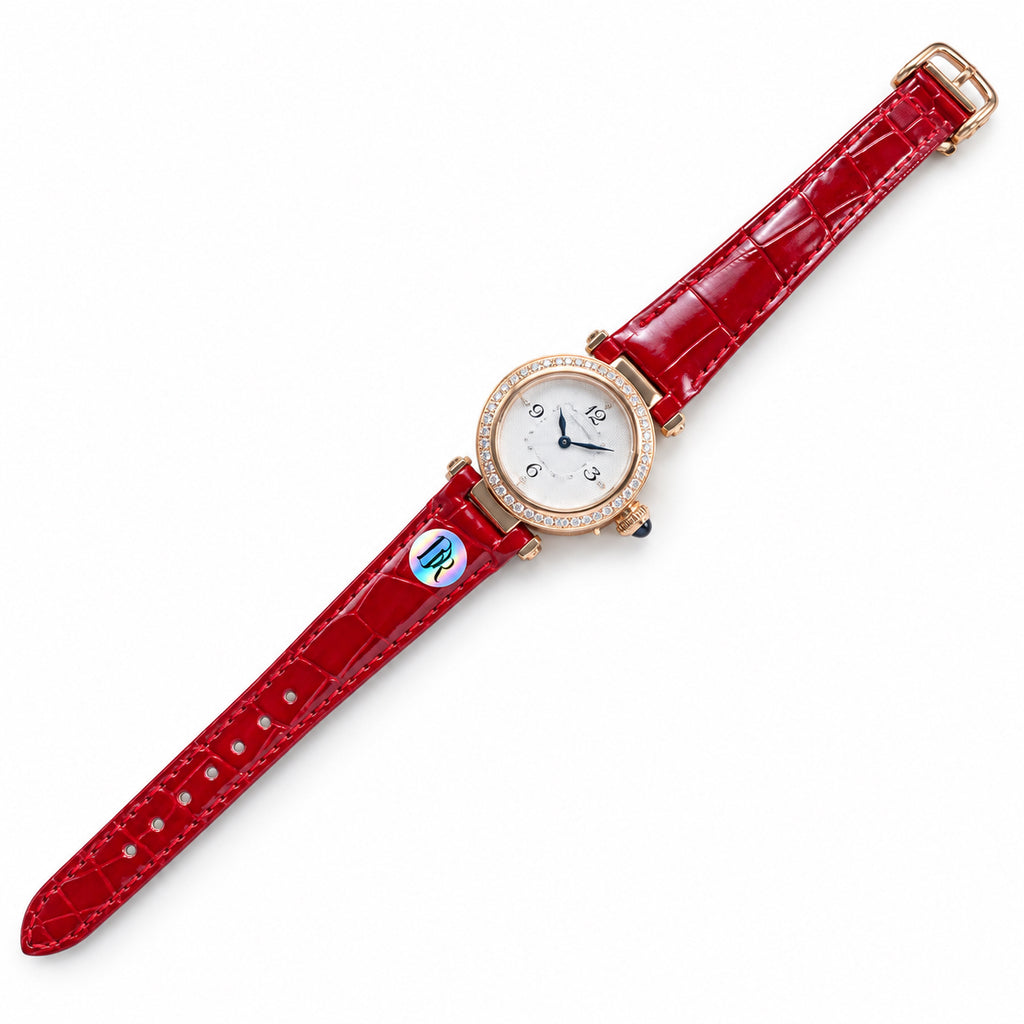 Cartier Pasha Rose Gold Diamond Bezel Red Leather Watch