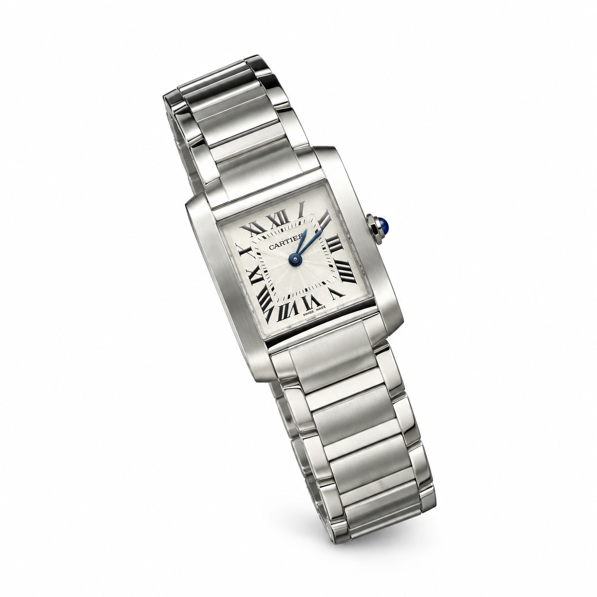 Cartier Tank Française Large — Steel, Silver Dial, Roman Numerals & Steel Bracelet, Quartz