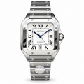 Cartier Santos de Cartier Large — Steel, White Dial, Roman Numerals, Date & Steel Bracelet, Automatic