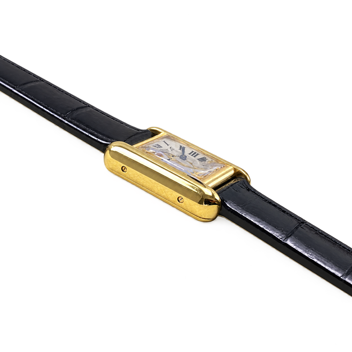 Cartier Tank Must 18K Yellow Gold Rectangular Luxury Watch Black Alligator Strap Swiss Made
