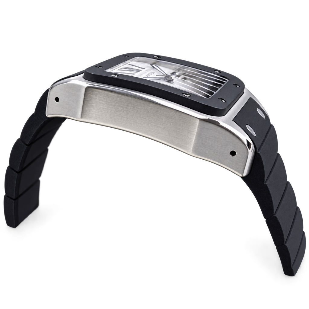 Cartier Santos 100 XL Steel Black Rubber Bezel White Dial Automatic Rubber Watch – KDY