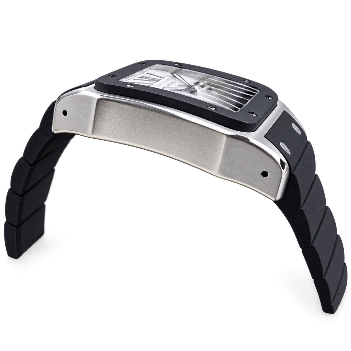 Cartier Santos 100 XL Steel Black Rubber Bezel White Dial Automatic Rubber Watch – KDY