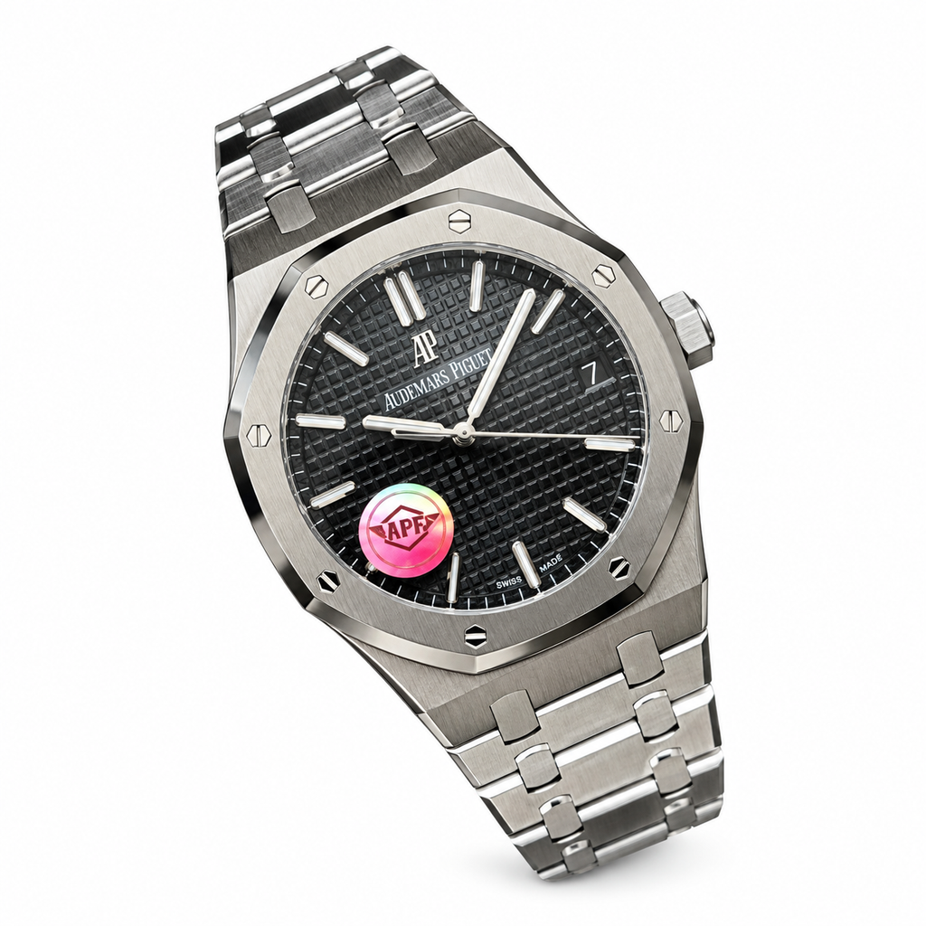 Audemars Piguet Royal Oak Black Grande Tapisserie Dial Stainless Steel Automatic Watch