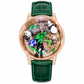 Jacob & Co. Astronomia Panda 18K Rose Gold Flying Tourbillon 3D Enamel Panda Diamond Baguette Green Leather Watch