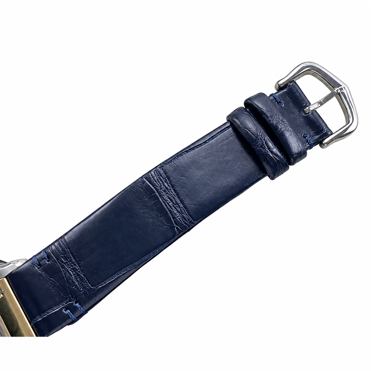 Cartier Santos Two-Tone Gold Steel Blue Leather Watch