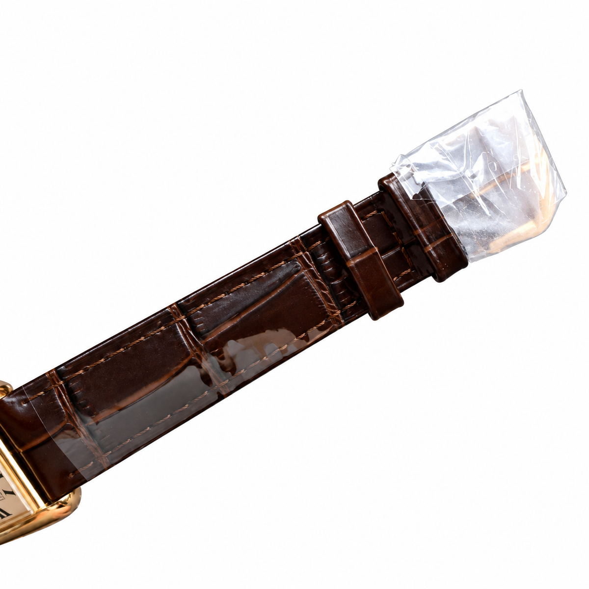 Cartier Tank Louis Cartier Large — 18K Yellow Gold, Silver Dial, Roman Numerals & Dark Brown Alligator Strap, Women