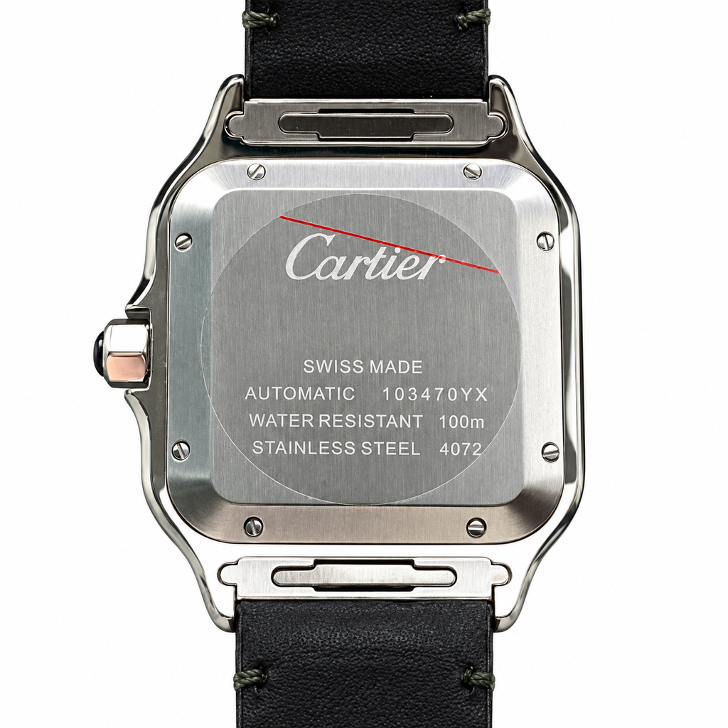Cartier Santos Arabic Green Dial Steel Green Strap Watch – KDY