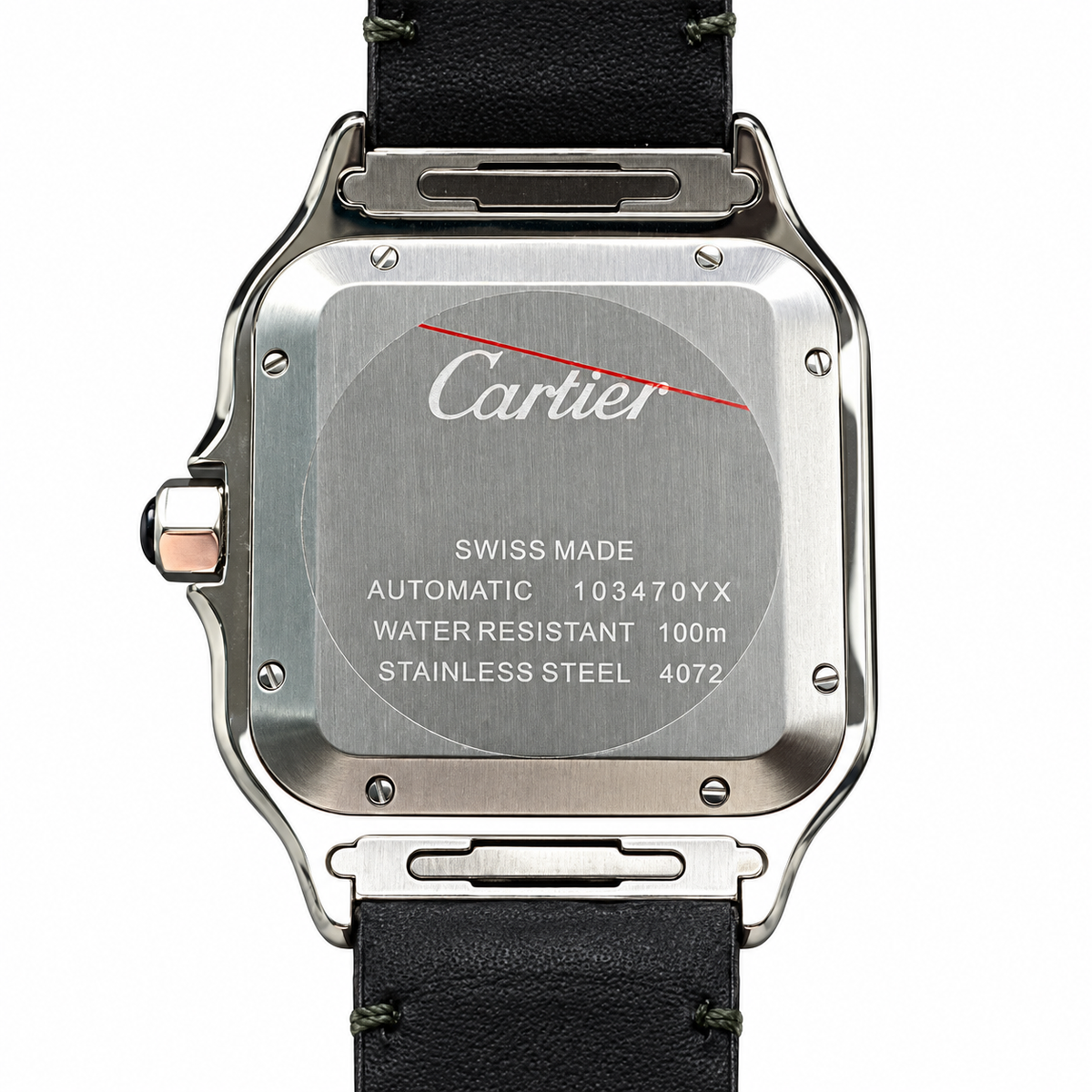 Cartier Santos Arabic Green Dial Steel Green Strap Watch – KDY
