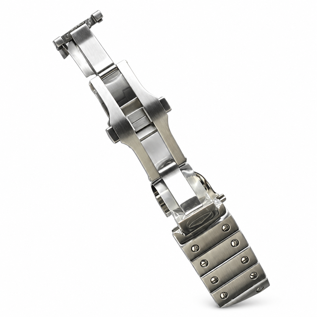 Cartier Santos Large — Steel, Black Dial, Roman Numerals, Date & Steel Bracelet, Automatic