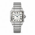 Cartier Santos Large — Stainless Steel, White Dial, Roman Numerals & Steel Bracelet, Automatic