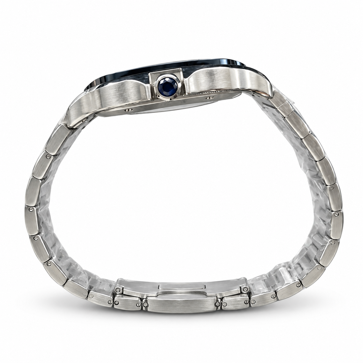 Cartier Santos Skeleton Blue ADLC Bezel Steel Bracelet Watch – KDY