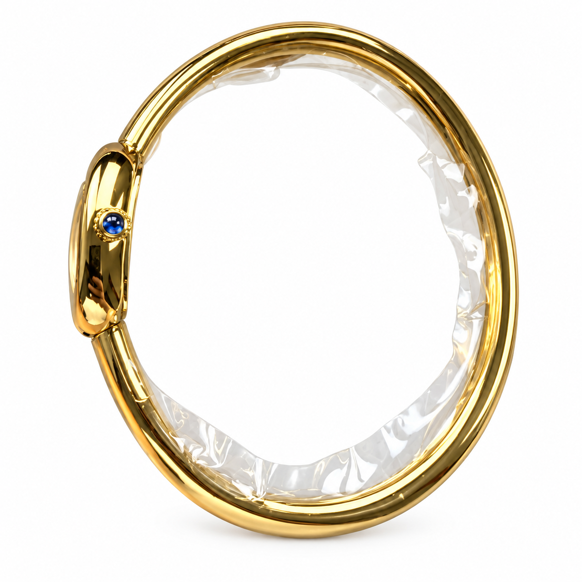 Cartier Baignoire Mini — 18K Yellow Gold, White Dial, Roman Numerals & Gold Bangle, Women