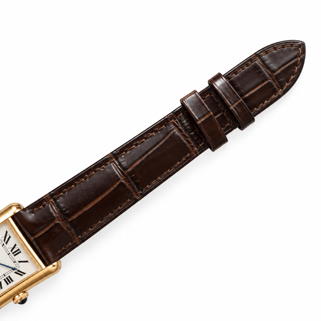 Cartier Tank Must Small Yellow Gold Ivory Dial Brown Strap Watch – KDY