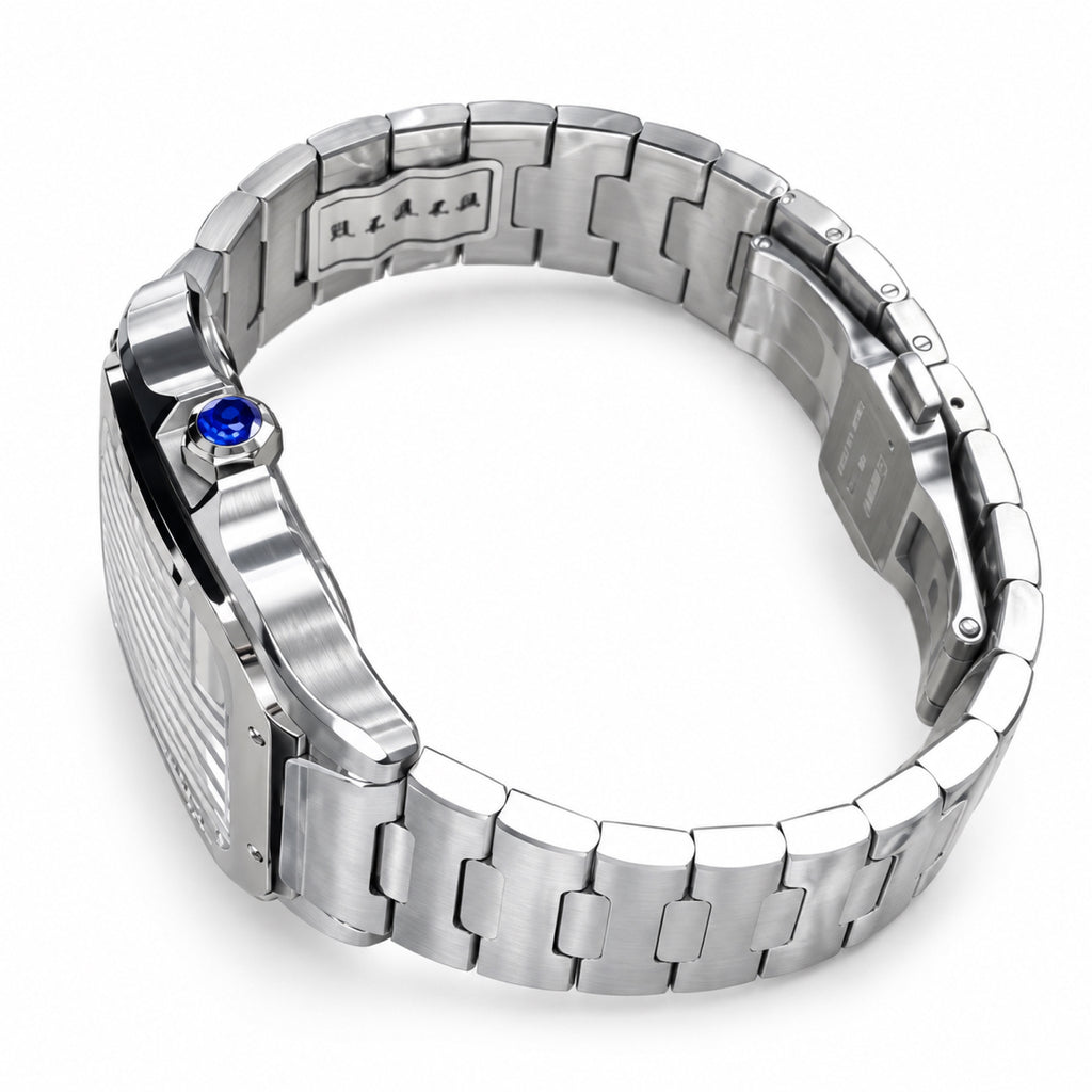 Cartier Santos Automatic Grey Dial Stainless Steel Bracelet Luxury Watch Swiss Made