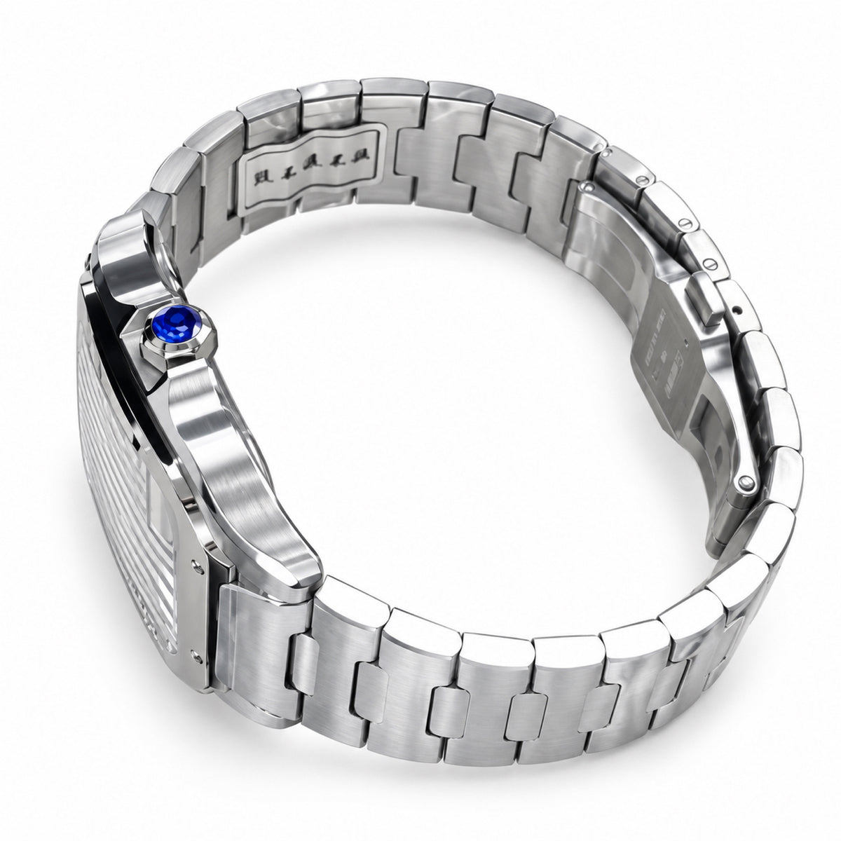 Cartier Santos Automatic Grey Dial Stainless Steel Bracelet Luxury Watch Swiss Made