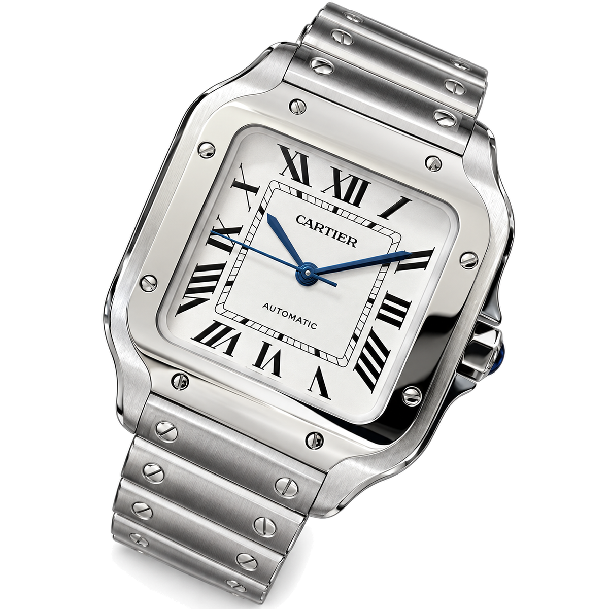 Cartier Santos Steel White Dial Automatic Bracelet Watch – KDY