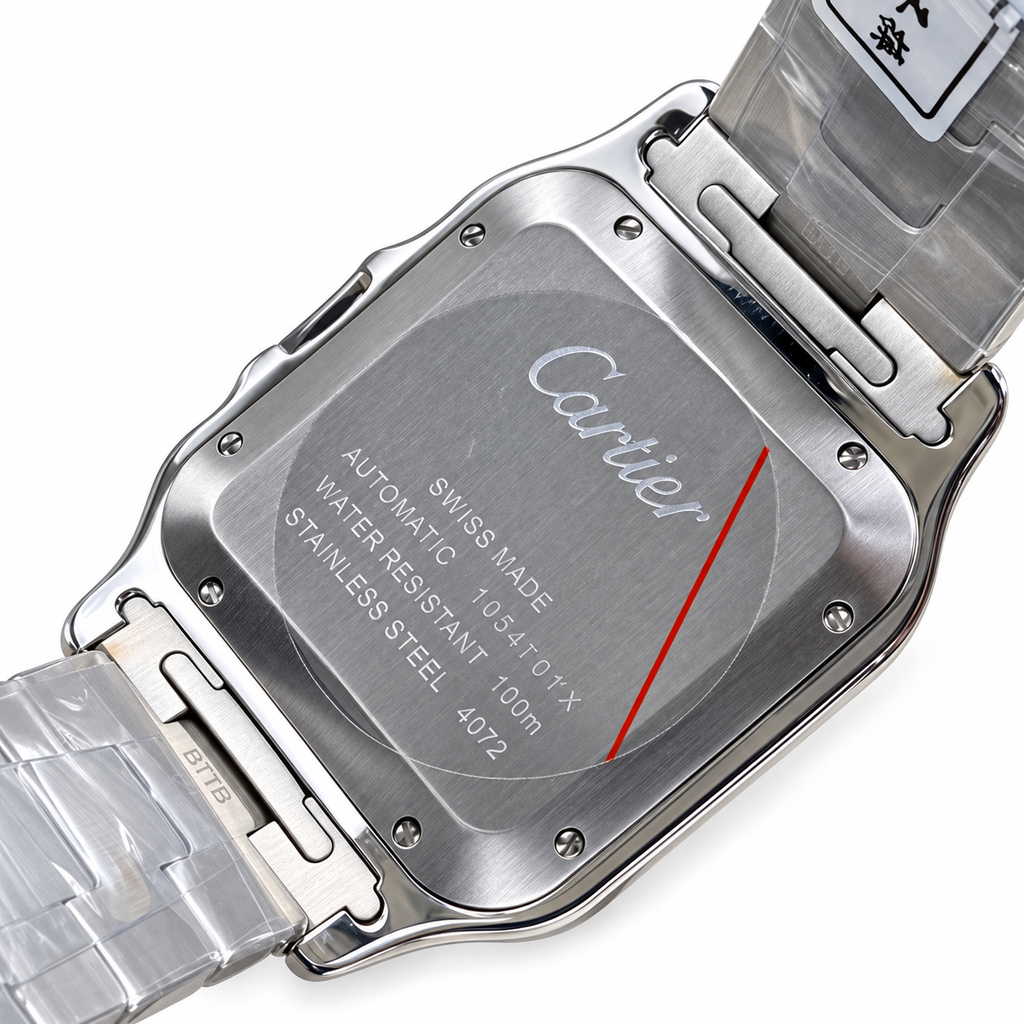 Cartier Santos Large — Steel, Green Sunray Dial, Roman Numerals, Date & Steel Bracelet, Automatic