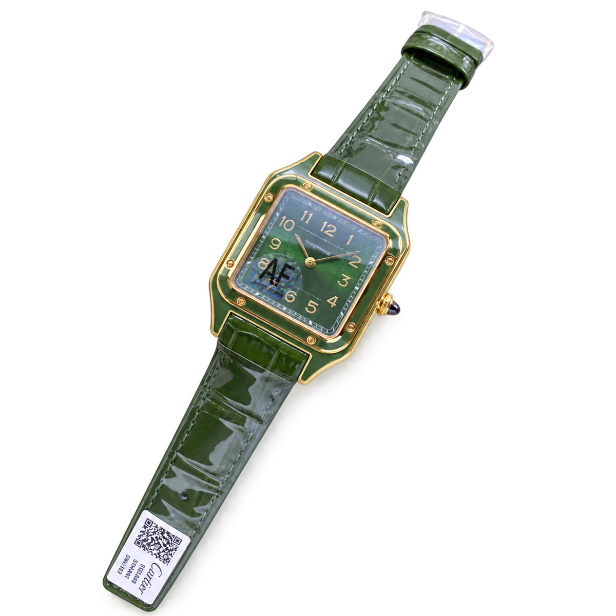 Cartier Santos-Dumont Yellow Gold Green Lacquer Dial Manual Green Strap Watch – KDY
