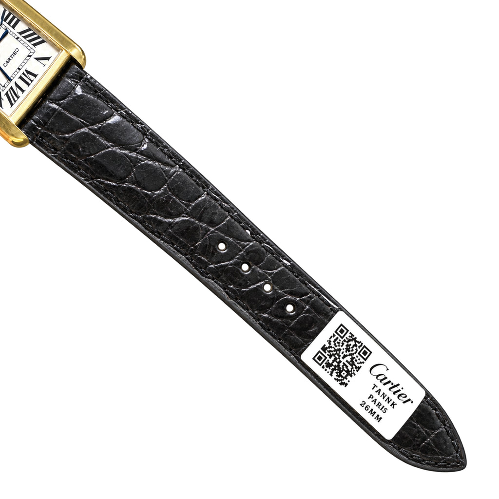 Cartier Tank Solo — 18K Yellow Gold, White Dial & Black Alligator Strap