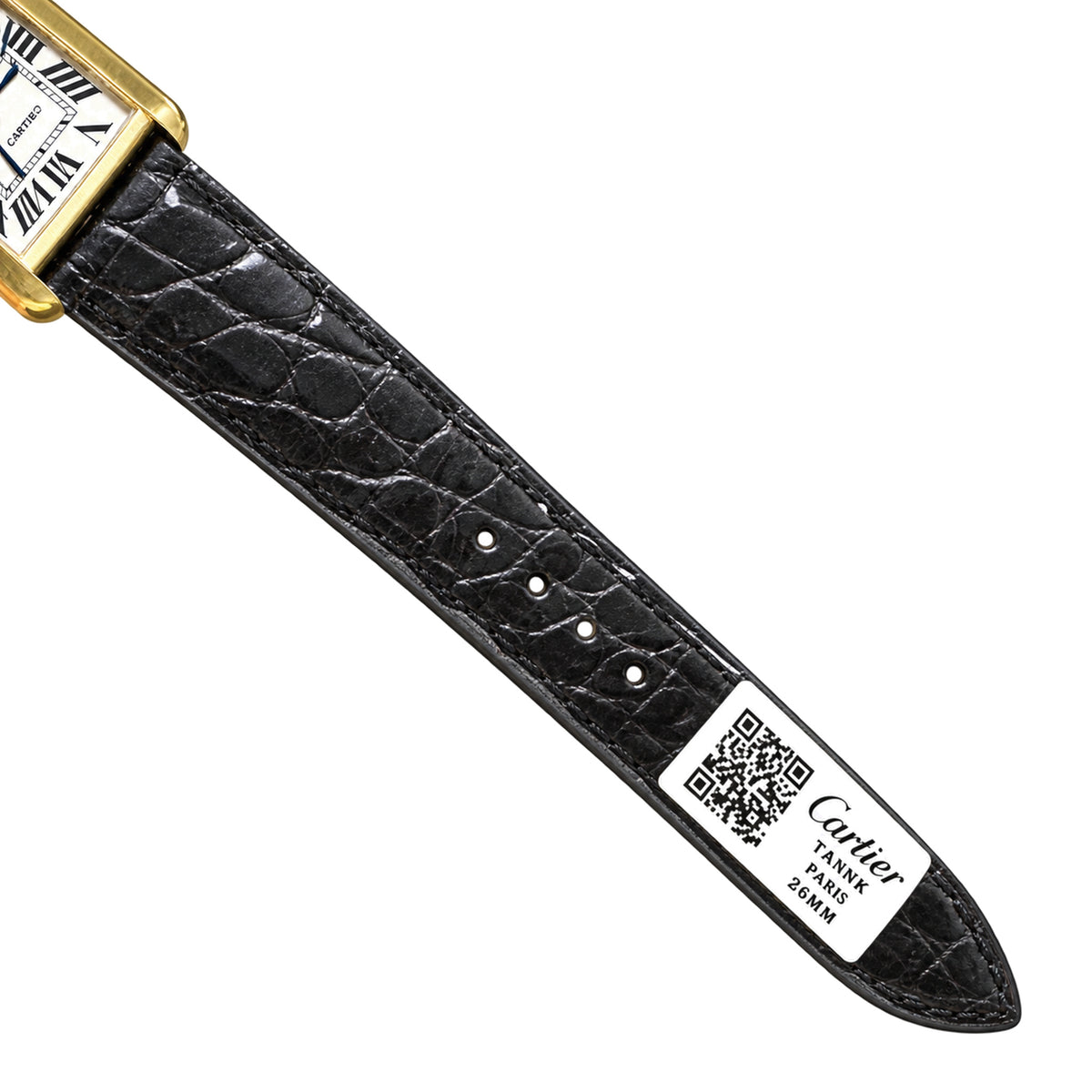 Cartier Tank Solo — 18K Yellow Gold, White Dial & Black Alligator Strap
