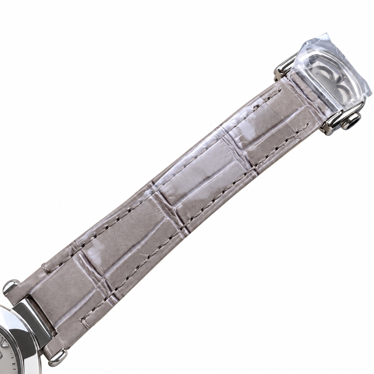 Cartier Pasha de Cartier Automatic Steel Silver Dial Grey Alligator Leather Luxury Watch Swiss Made