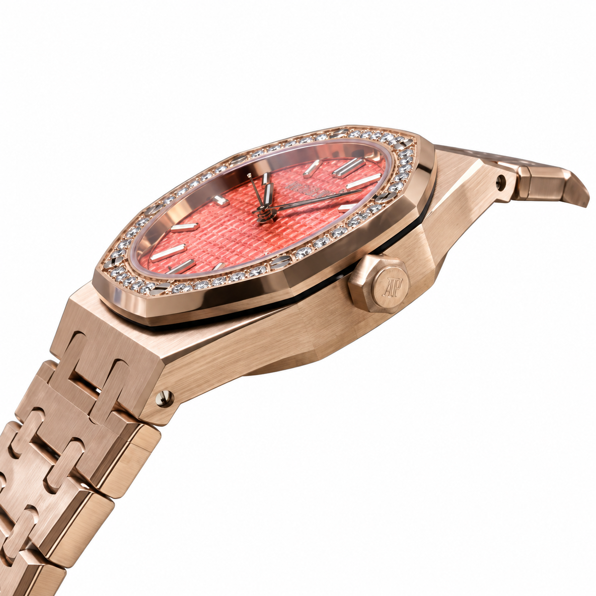 Audemars Piguet Royal Oak Lady – Rose Gold Salmon Dial Diamond Bezel