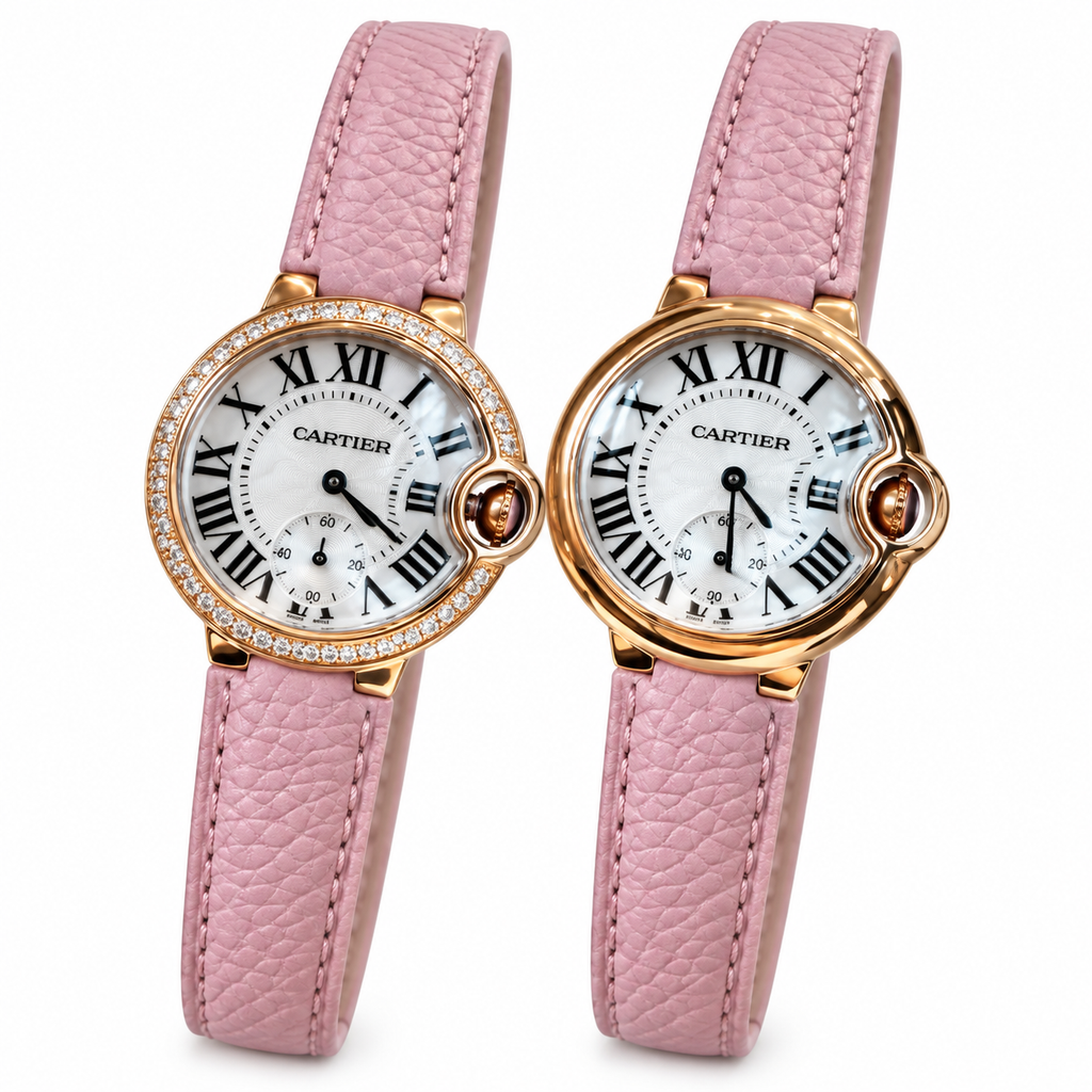 Cartier Ballon Bleu de Cartier — 18K Rose Gold, MOP Dial & Pink Leather Strap