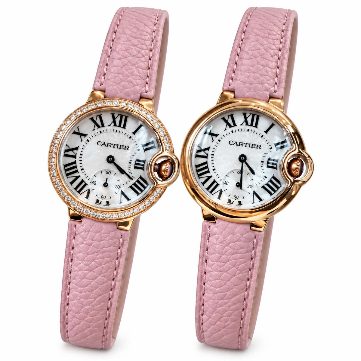 Cartier Ballon Bleu de Cartier — 18K Rose Gold, MOP Dial & Pink Leather Strap