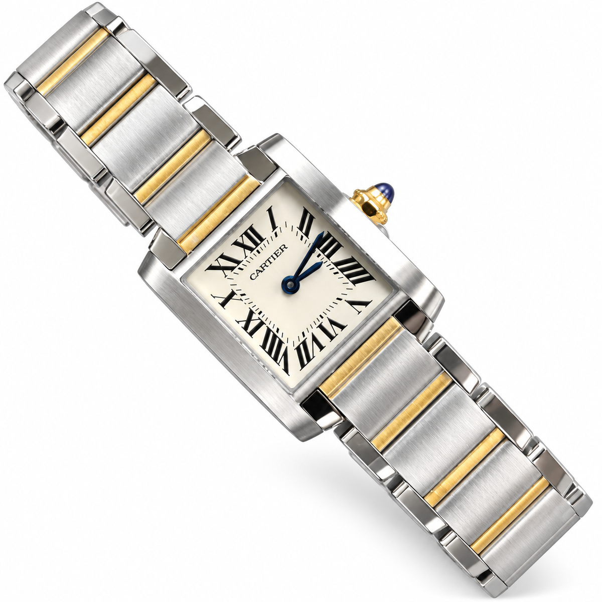 Cartier Tank Française Medium — Steel & Yellow Gold, Cream Dial, Roman Numerals & Two-Tone Bracelet, Quartz