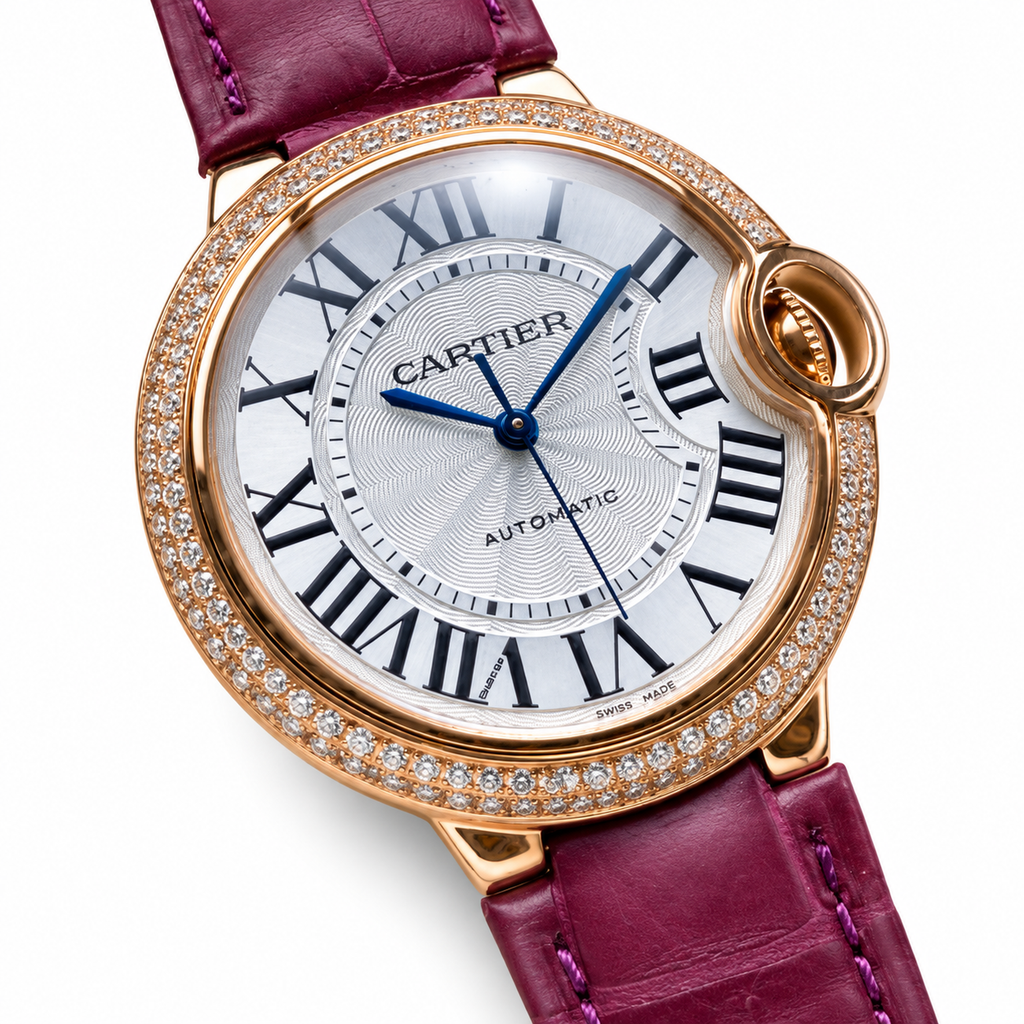 Cartier Ballon Bleu Large Rose Gold Double Diamond Bezel Automatic Watch – KDY