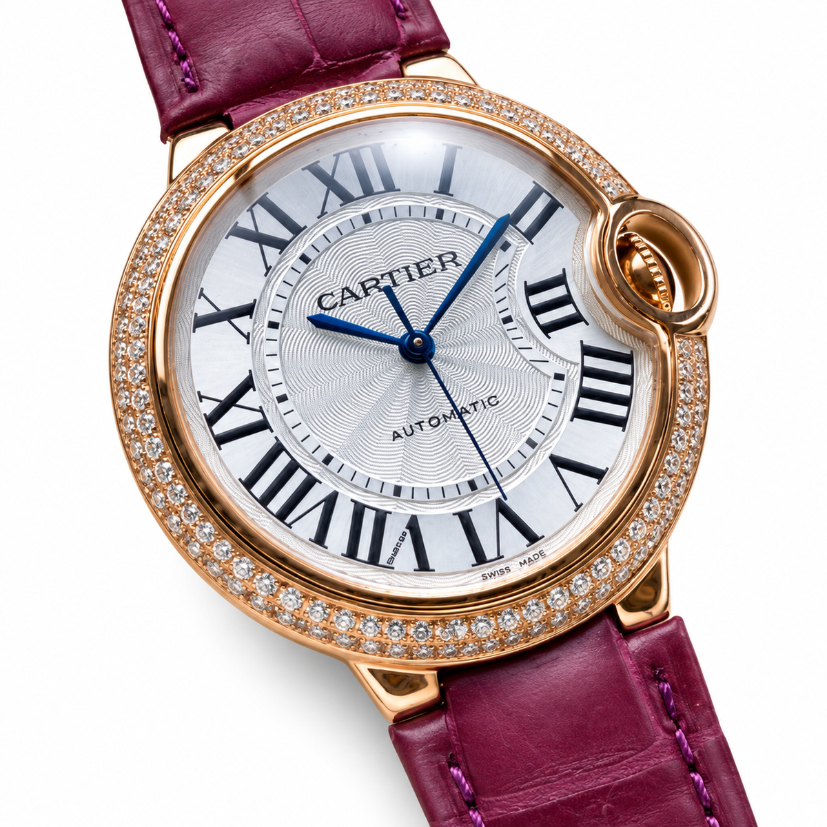 Cartier Ballon Bleu Large Rose Gold Double Diamond Bezel Automatic Watch – KDY
