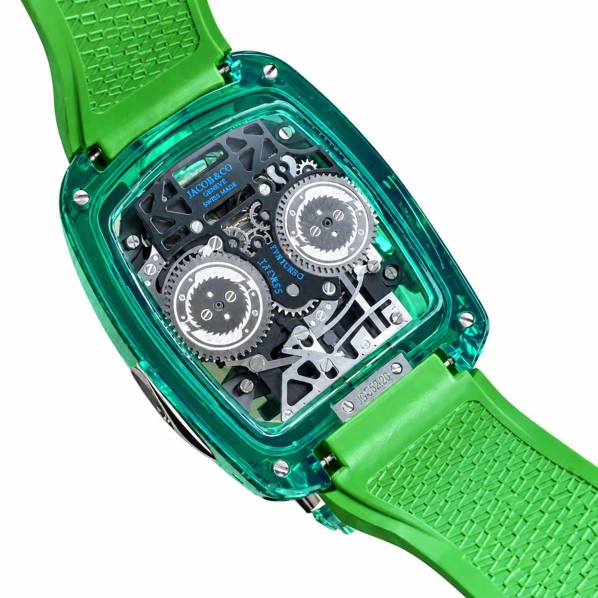 Jacob & Co. x Bugatti Chiron Full Green Sapphire Tourbillon Engine Green Rubber Watch