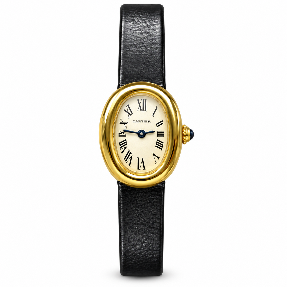 Cartier Baignoire Yellow Gold Ivory Dial Black Strap Watch – KDY
