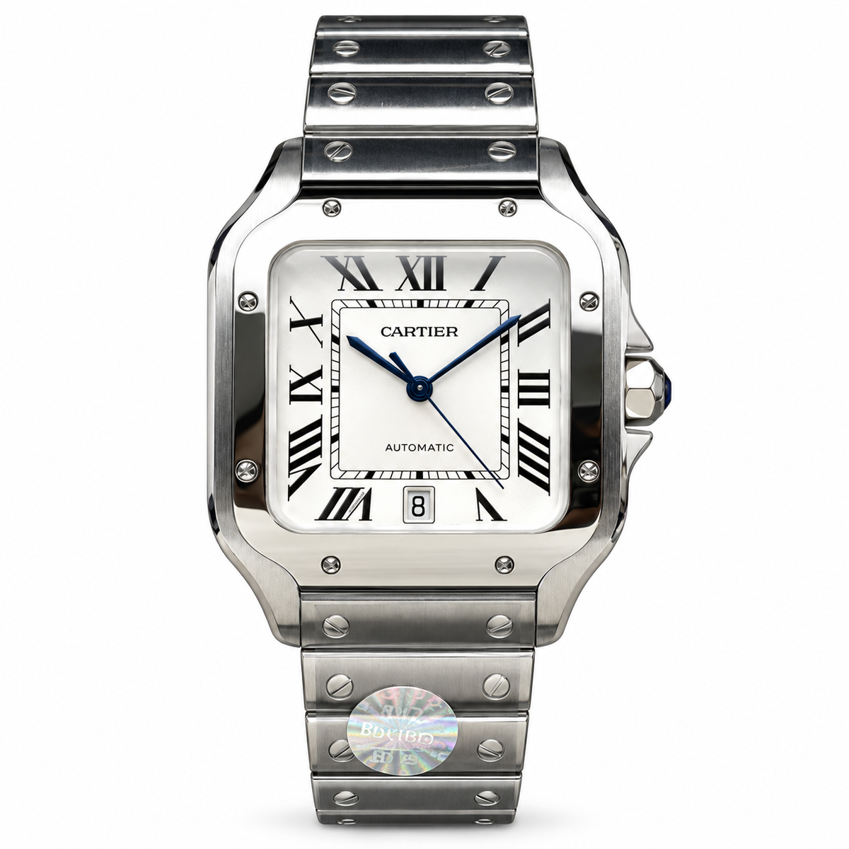 Cartier Santos de Cartier Automatic — Stainless Steel, White Dial & Steel Bracelet