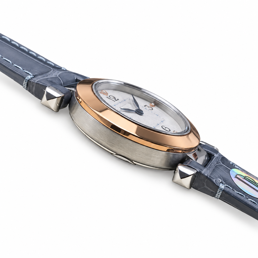 Cartier Pasha de Cartier — Rose Gold Bezel, White Dial & Blue Alligator Strap