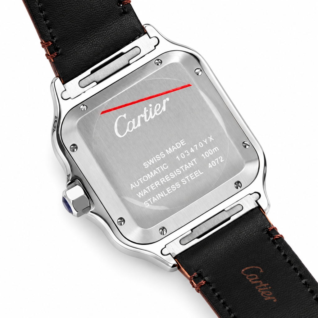 Cartier Santos de Cartier Automatic — Steel, Smoked Orange Arabic Dial & Brown Alligator Strap