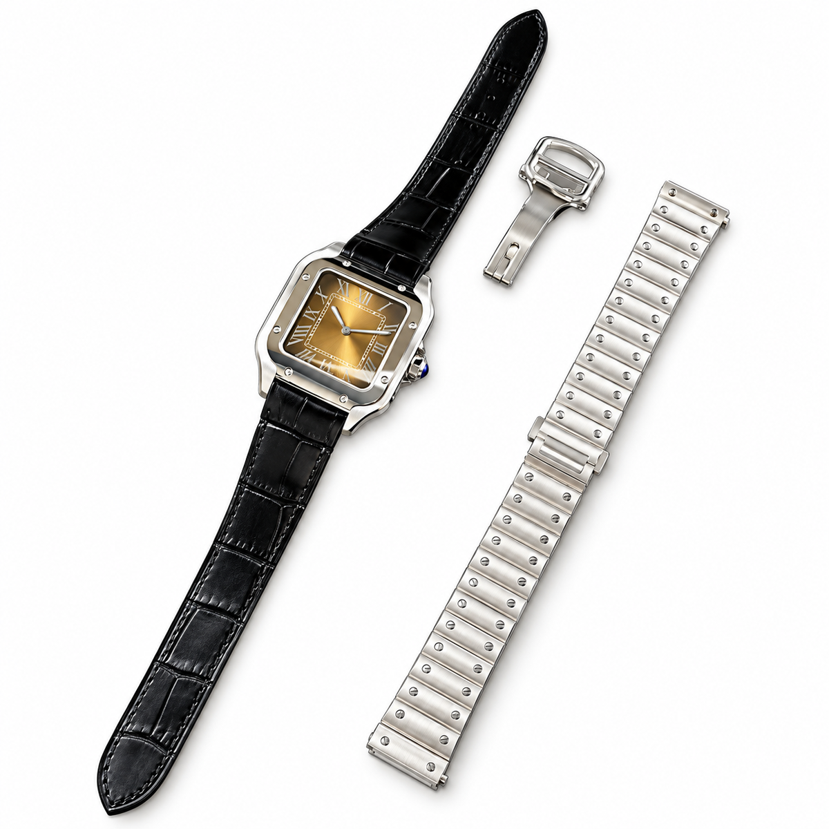 Cartier Santos Large Steel Smoked Brown Gradient Dial Automatic Watch – KDY
