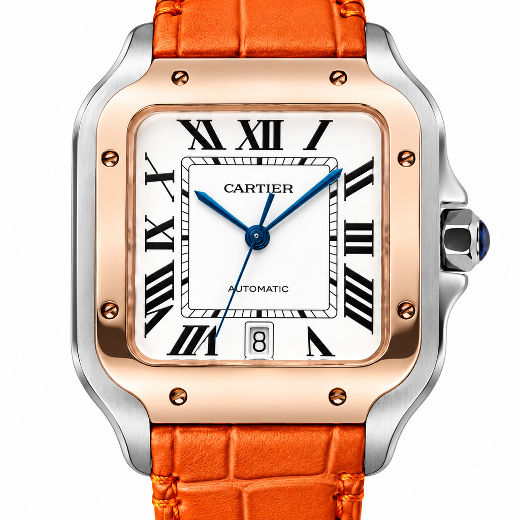 Cartier Santos de Cartier Automatic — 18K Rose Gold, White Dial & Black Alligator Strap