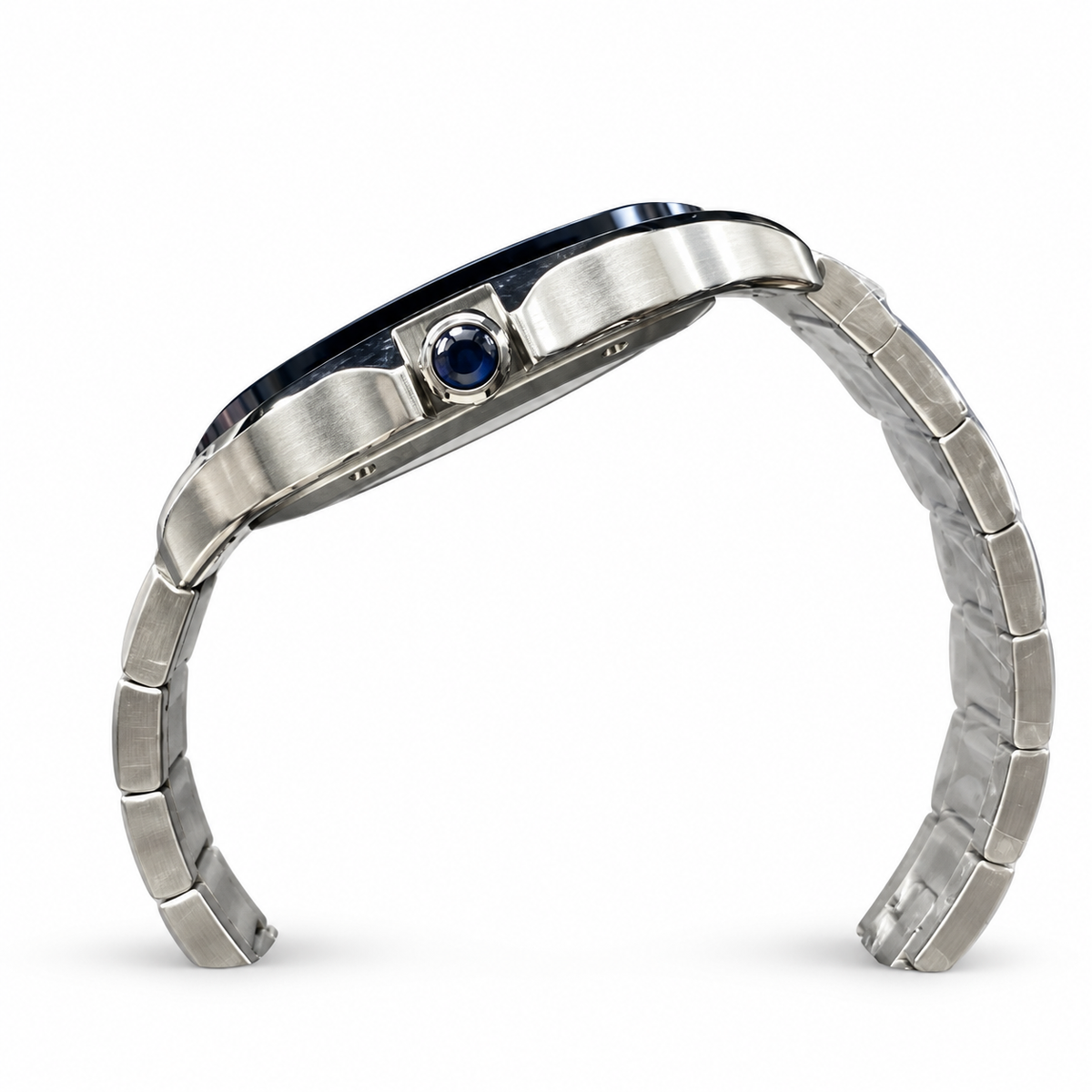 Cartier Santos de Cartier Skeleton Automatic — Steel, Blue ADLC Bezel & Steel Bracelet, Large
