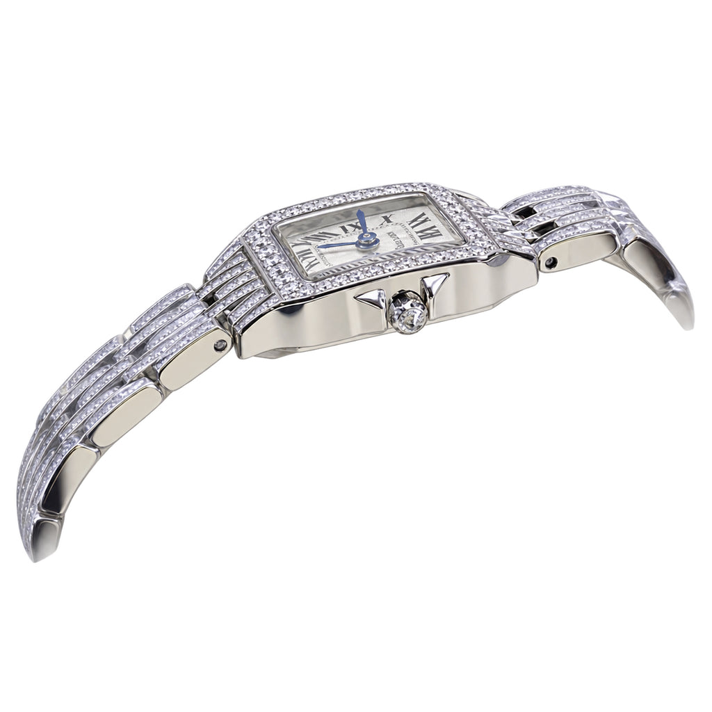 Cartier Panthère de Cartier Medium — Full Iced-Out Diamonds, White Dial, Roman Numerals & Diamond Bracelet, Women