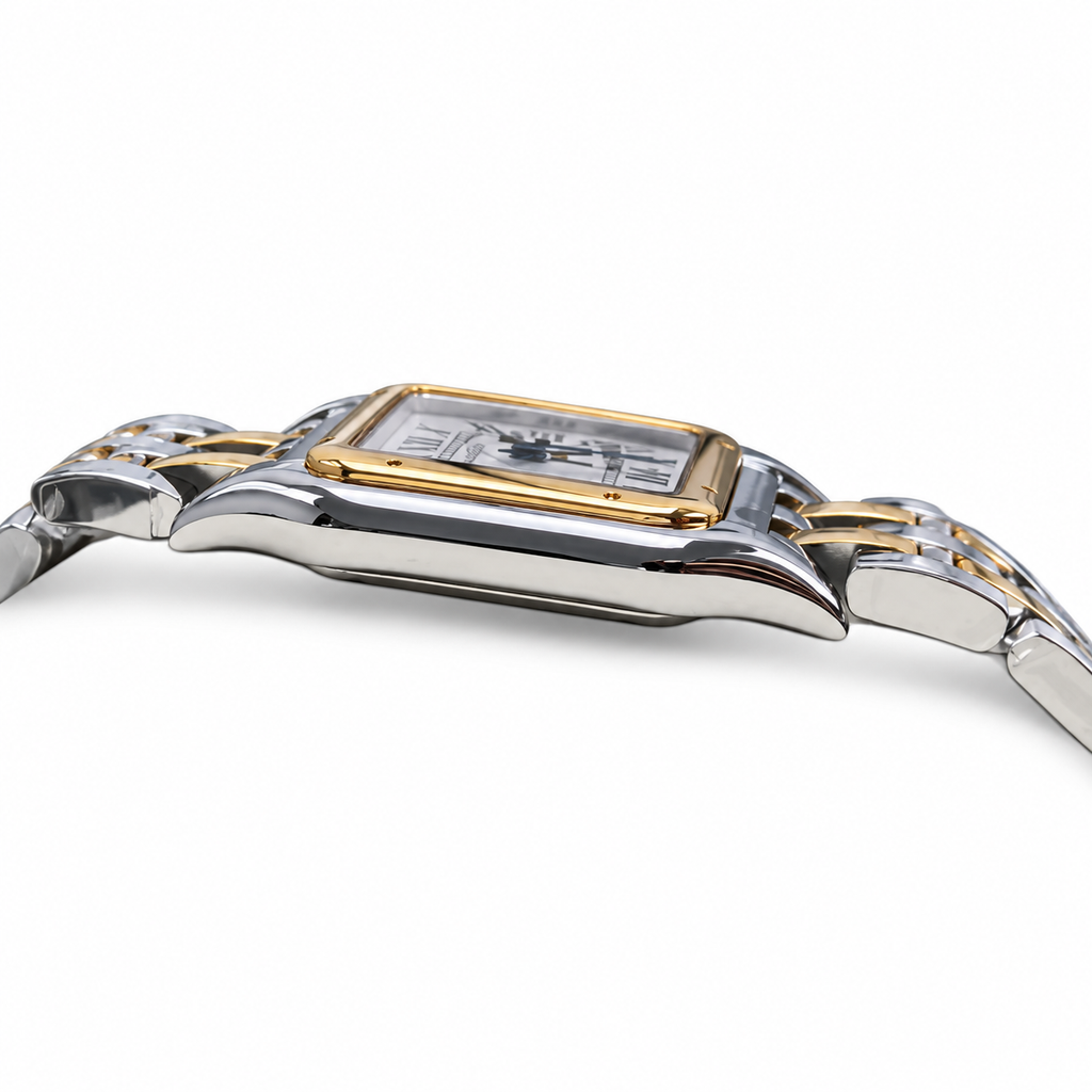 Cartier Panthère de Cartier Medium — Steel & Yellow Gold, White Dial, Roman Numerals & Two-Tone Bracelet, Women