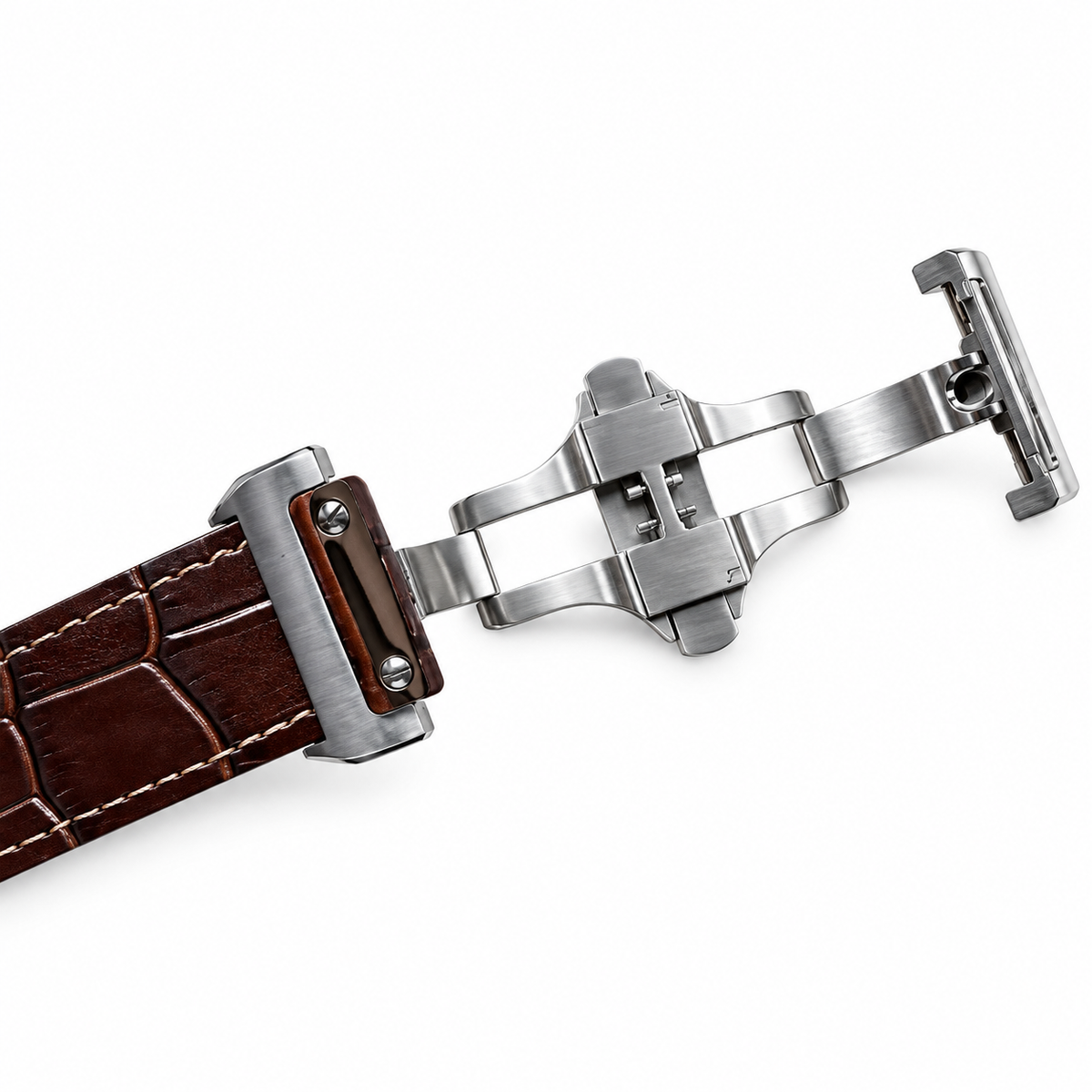 Cartier Santos Dumont Steel Rose Gold White Dial Brown Strap Watch – KDY