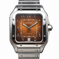 Cartier Santos Large — Steel, Brown Dial, Arabic Numerals, Date & Steel Bracelet, Automatic