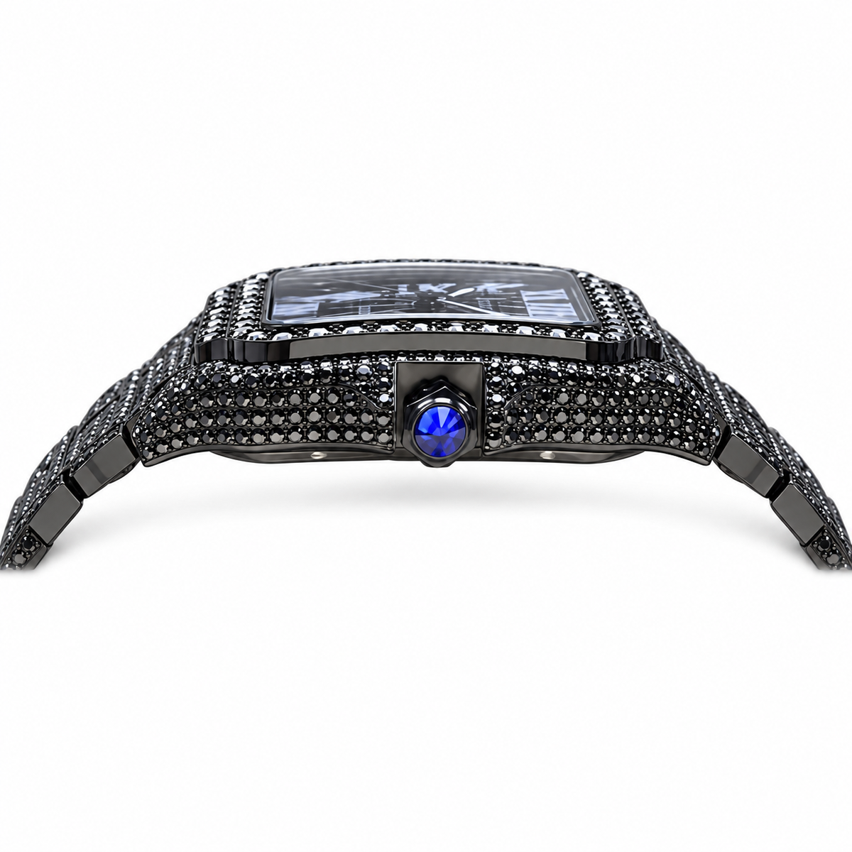 Cartier Santos de Cartier — Full Black DLC, Black Diamond Pavé & Black Steel Bracelet