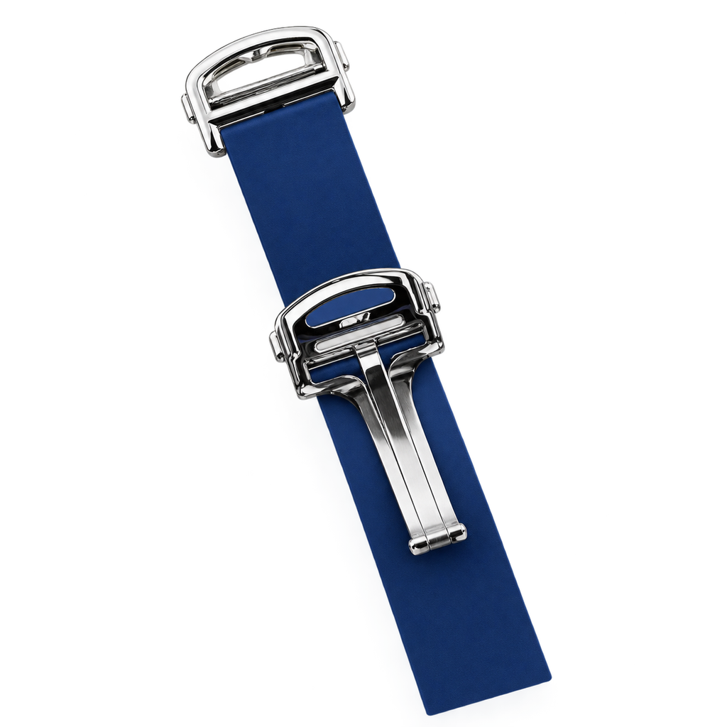 Cartier Santos de Cartier Large — Steel & Blue ADLC, Blue Dial, Roman Numerals, Date & Blue Rubber Strap, Automatic