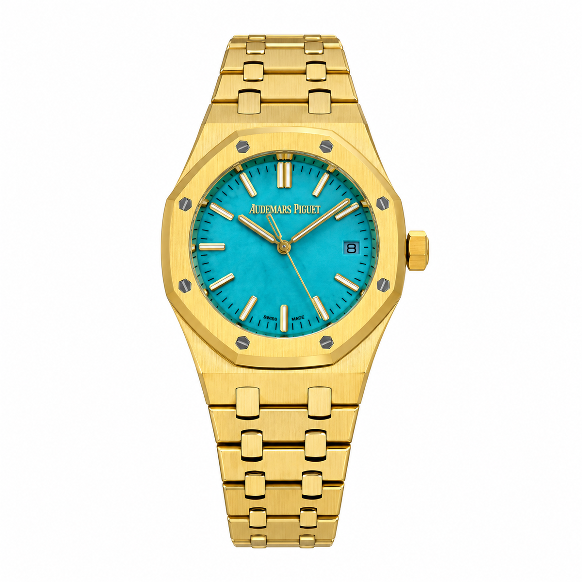 Audemars Piguet Royal Oak Yellow Gold Turquoise Tapisserie Date Watch