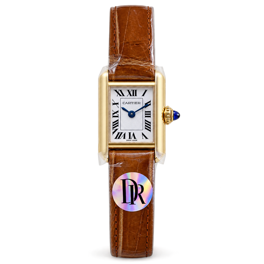 Cartier Tank Louis Small Yellow Gold White Dial Brown Strap Watch – KDY