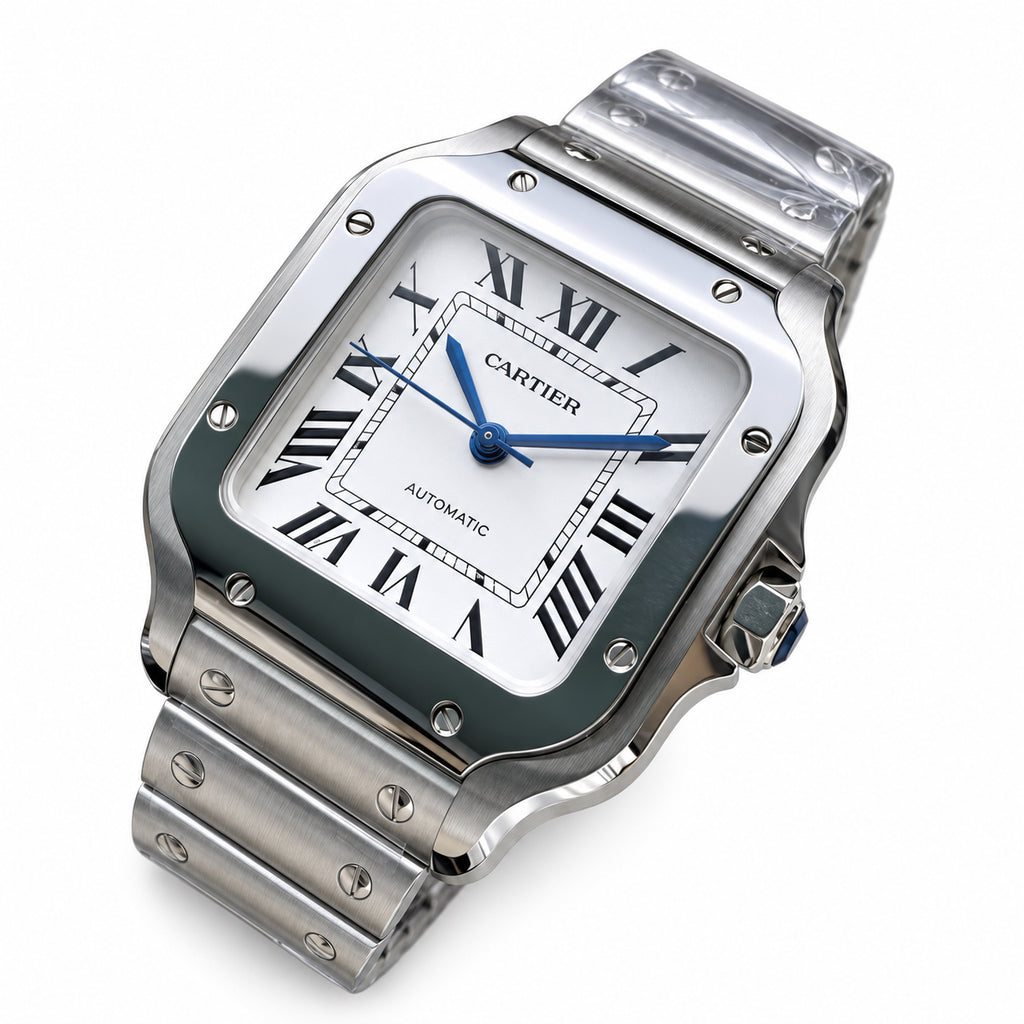 Cartier Santos Large Steel White Dial Automatic Bracelet Watch – KDY