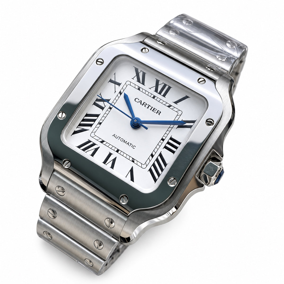 Cartier Santos Large Steel White Dial Automatic Bracelet Watch – KDY
