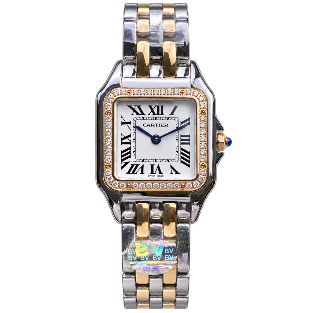 Cartier Panthère de Cartier Small — Steel & Yellow Gold, Diamond Bezel, White Dial & Two-Tone Bracelet, Quartz